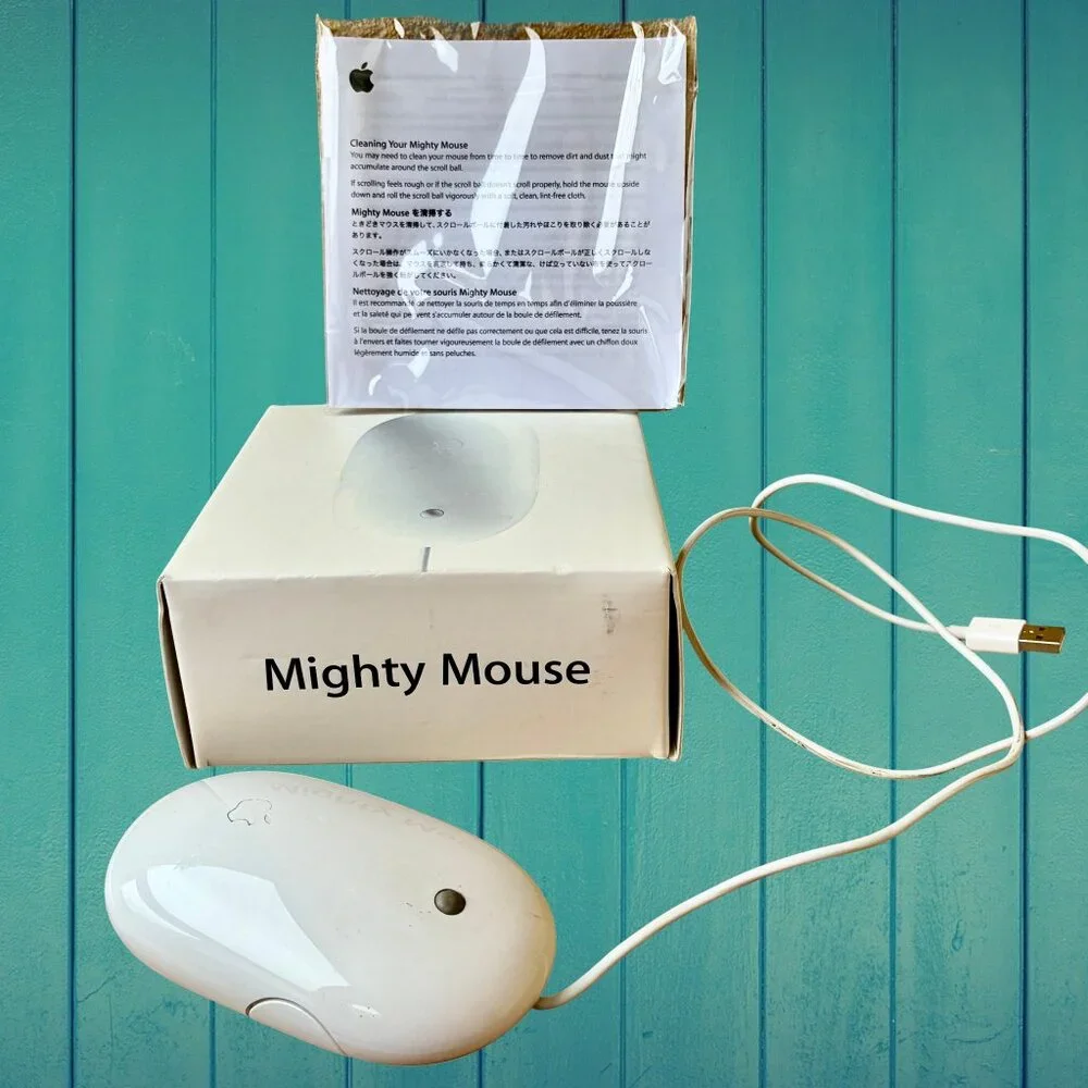 Apple A152 Mighty Mouse USB Wired Optical w/Trackball Origiinal Box & Paperwork
